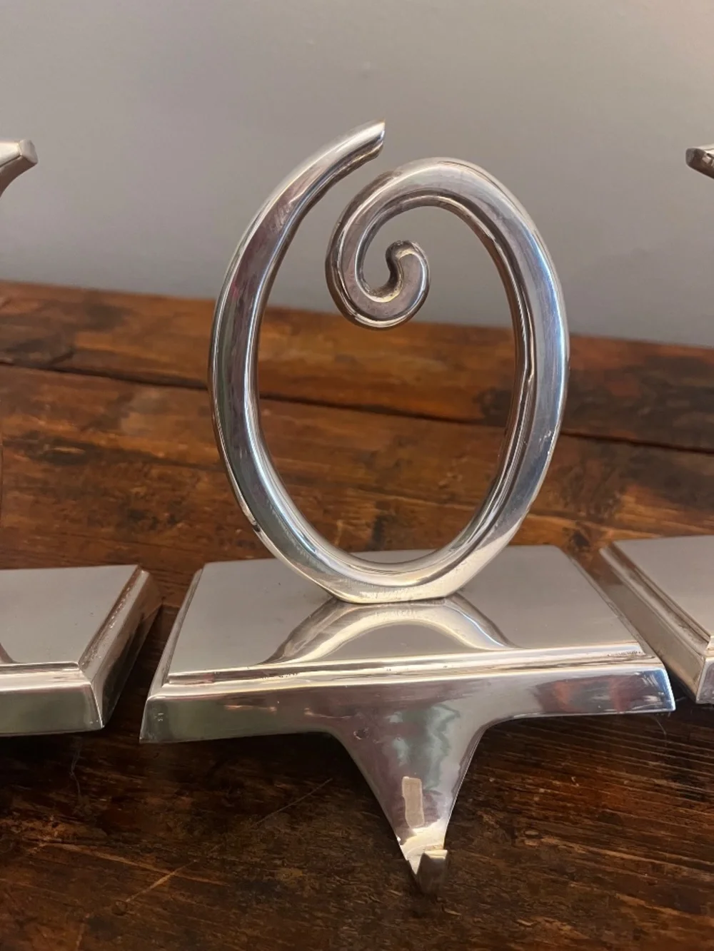 Vintage Pottery Barn JOY Stocking Holders Set of 3 | Heavy 2 lb Silverplate